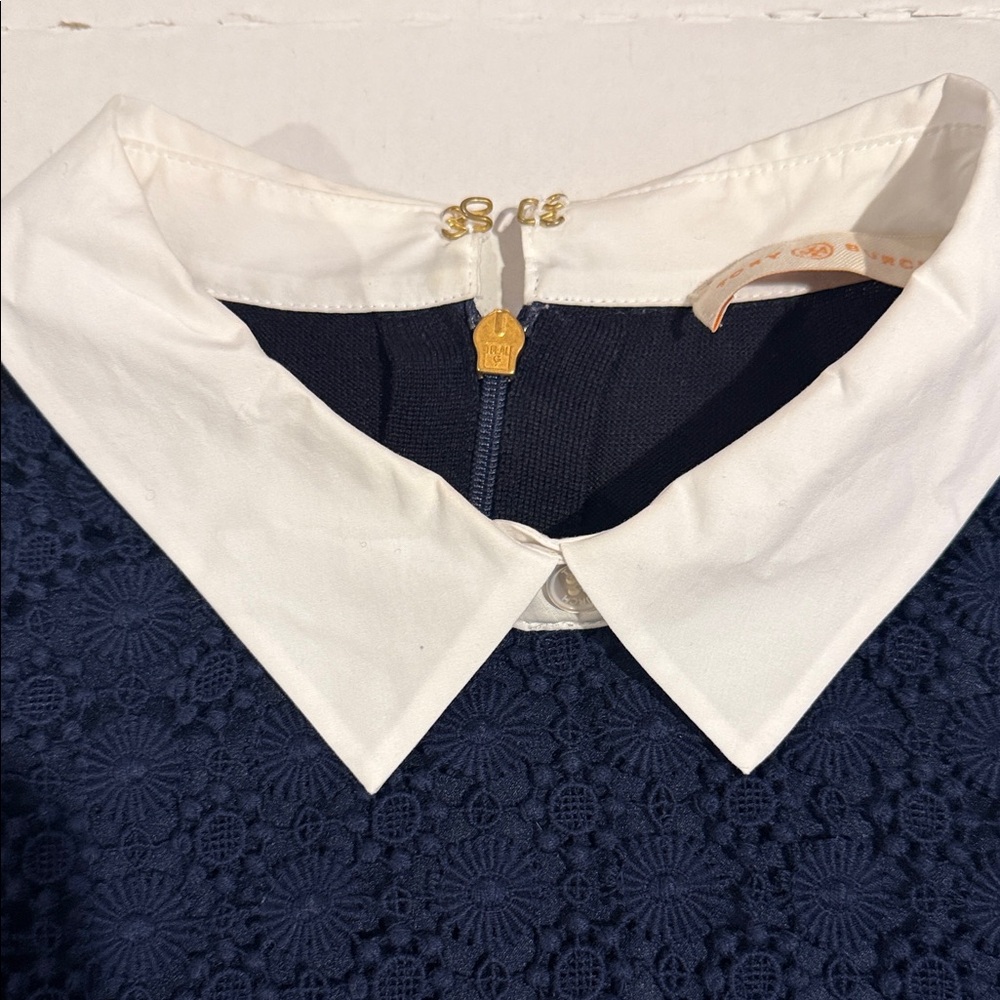 Tory Burch Navy Sweater with White Collar - Picture 2 of 3
